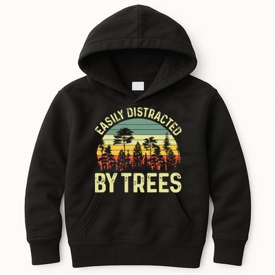 Easily Distracted By Trees Funny Tree Planting Trees Kids Hoodie