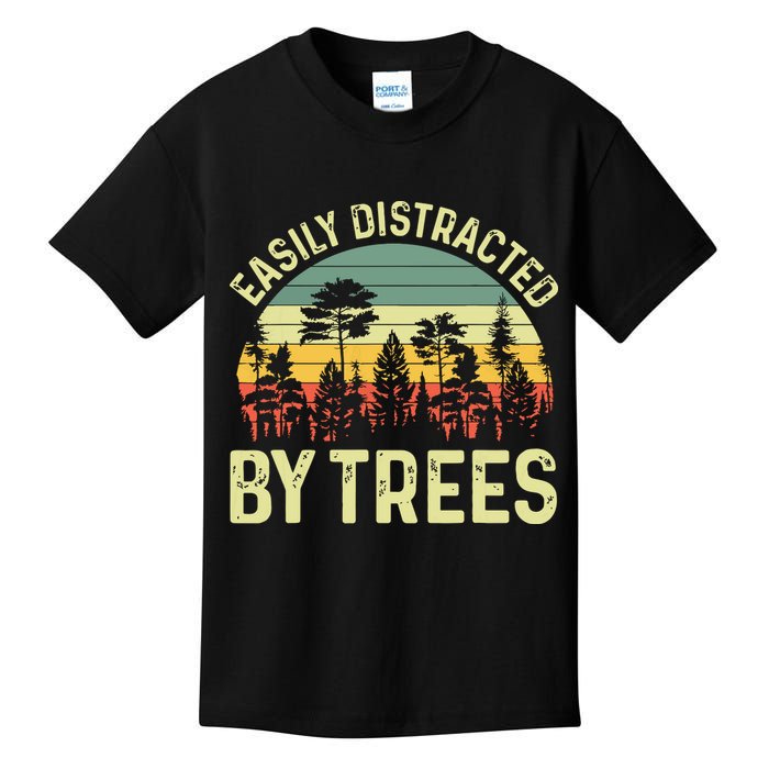Easily Distracted By Trees Funny Tree Planting Trees Kids T-Shirt