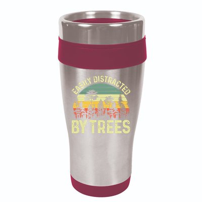 Easily Distracted By Trees Funny Tree Planting Trees 16oz Travel Tumbler