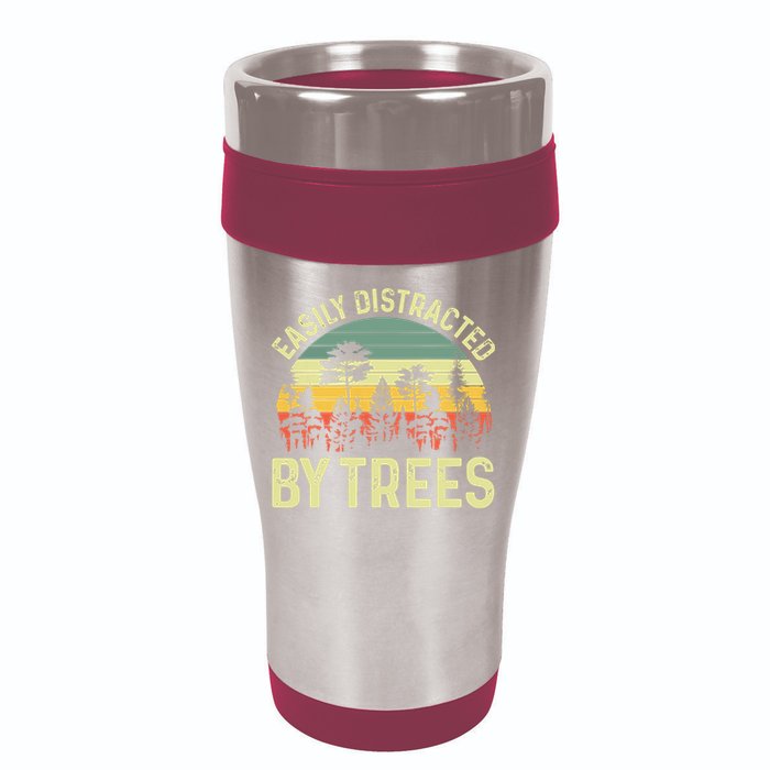 Easily Distracted By Trees Funny Tree Planting Trees 16oz Travel Tumbler