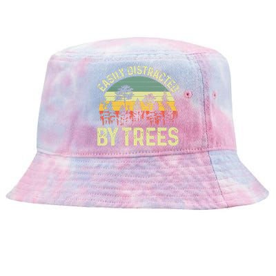 Easily Distracted By Trees Funny Tree Planting Trees Tie-Dyed Bucket Hat