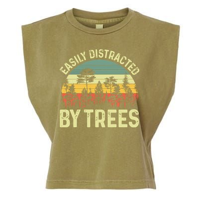 Easily Distracted By Trees Funny Tree Planting Trees Garment-Dyed Women's Muscle Tee