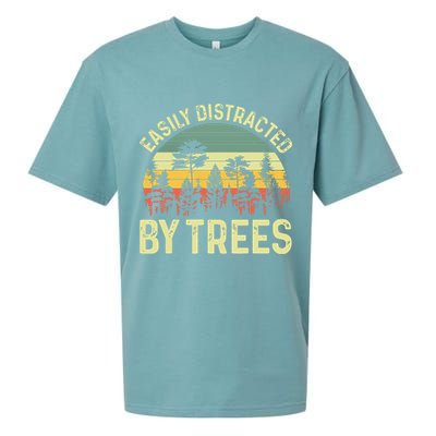 Easily Distracted By Trees Funny Tree Planting Trees Sueded Cloud Jersey T-Shirt