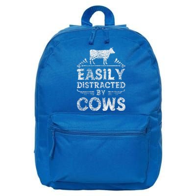 Easily Distracted By Cows Funny Cow Farmer Gifts 16 in Basic Backpack