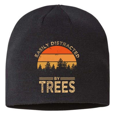 Easily Distracted By Trees Vintage Funny Tree Sustainable Beanie