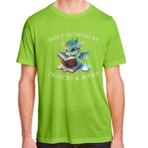 Easily Distracted By Dragons And Books Introvert Funny Meaningful Gift Adult ChromaSoft Performance T-Shirt