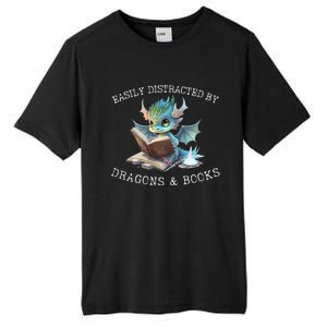 Easily Distracted By Dragons And Books Introvert Funny Meaningful Gift Tall Fusion ChromaSoft Performance T-Shirt