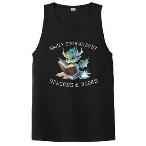 Easily Distracted By Dragons And Books Introvert Funny Meaningful Gift PosiCharge Competitor Tank