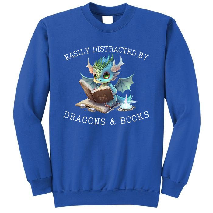 Easily Distracted By Dragons And Books Introvert Funny Meaningful Gift Sweatshirt