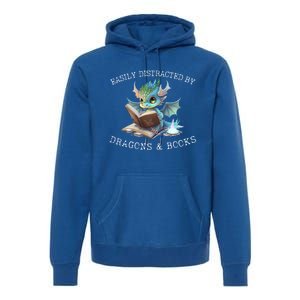 Easily Distracted By Dragons And Books Introvert Funny Meaningful Gift Premium Hoodie