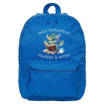 Easily Distracted By Dragons And Books Introvert Funny Meaningful Gift 16 in Basic Backpack