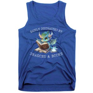 Easily Distracted By Dragons And Books Introvert Funny Meaningful Gift Tank Top