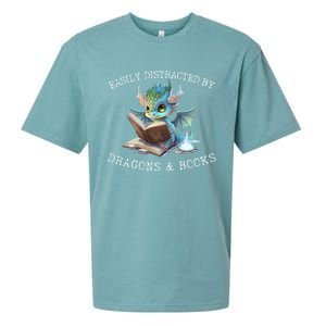 Easily Distracted By Dragons And Books Introvert Funny Meaningful Gift Sueded Cloud Jersey T-Shirt