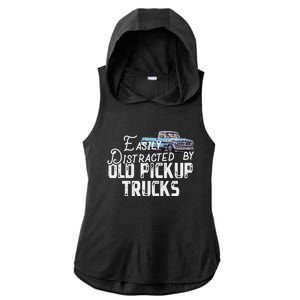 Easily Distracted By Old Pickup Trucks Ladies PosiCharge Tri-Blend Wicking Draft Hoodie Tank