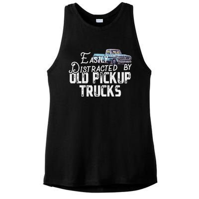 Easily Distracted By Old Pickup Trucks Ladies PosiCharge Tri-Blend Wicking Tank