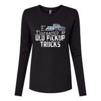 Easily Distracted By Old Pickup Trucks Womens Cotton Relaxed Long Sleeve T-Shirt