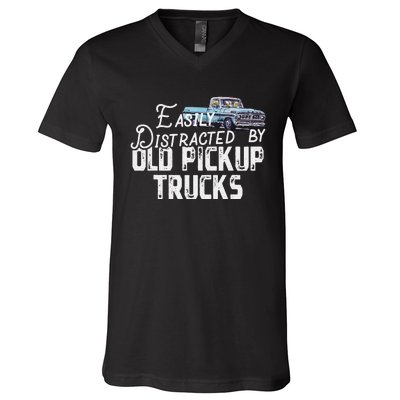 Easily Distracted By Old Pickup Trucks V-Neck T-Shirt