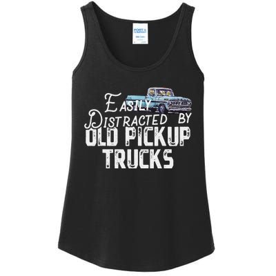 Easily Distracted By Old Pickup Trucks Ladies Essential Tank