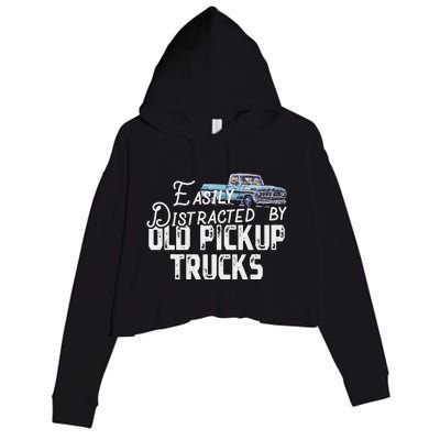 Easily Distracted By Old Pickup Trucks Crop Fleece Hoodie