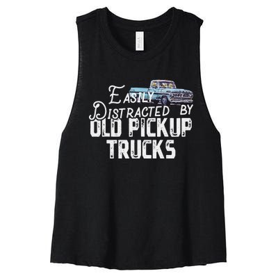 Easily Distracted By Old Pickup Trucks Women's Racerback Cropped Tank