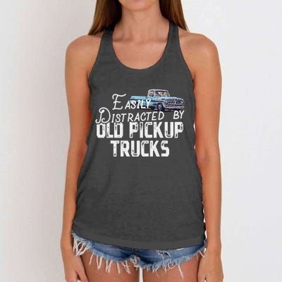 Easily Distracted By Old Pickup Trucks Women's Knotted Racerback Tank