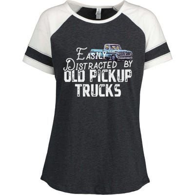 Easily Distracted By Old Pickup Trucks Enza Ladies Jersey Colorblock Tee