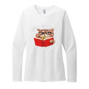 Easily Distracted by Cats and Books - Funny Cat & Book Lover Womens CVC Long Sleeve Shirt