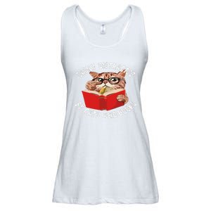 Easily Distracted by Cats and Books - Funny Cat & Book Lover Ladies Essential Flowy Tank