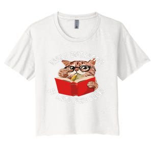 Easily Distracted by Cats and Books - Funny Cat & Book Lover Women's Crop Top Tee