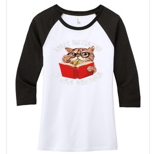 Easily Distracted by Cats and Books - Funny Cat & Book Lover Women's Tri-Blend 3/4-Sleeve Raglan Shirt