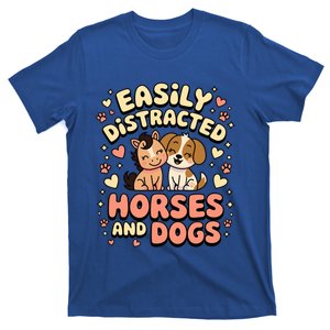 Easily Distracted By Horses And Dogs Gift T-Shirt