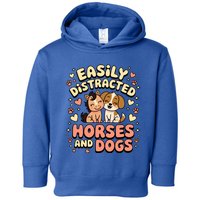 Easily Distracted By Horses And Dogs Gift Toddler Hoodie