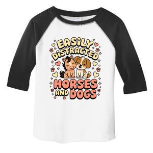 Easily Distracted By Horses And Dogs Gift Toddler Fine Jersey T-Shirt