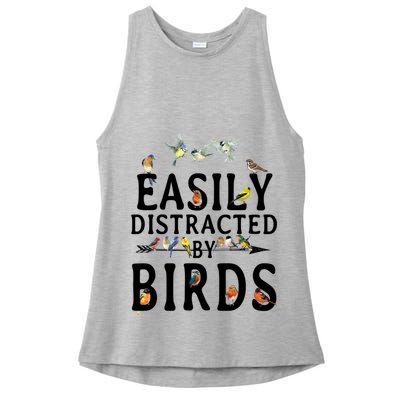 Easily Distracted By Birds Bird Lover Ladies PosiCharge Tri-Blend Wicking Tank