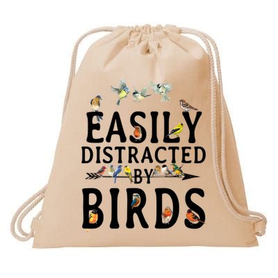 Easily Distracted By Birds Bird Lover Drawstring Bag