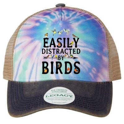 Easily Distracted By Birds Bird Lover Legacy Tie Dye Trucker Hat