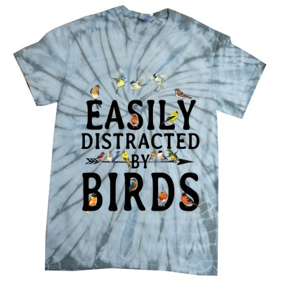 Easily Distracted By Birds Bird Lover Tie-Dye T-Shirt