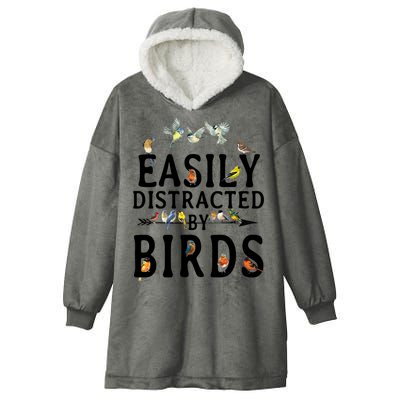 Easily Distracted By Birds Bird Lover Hooded Wearable Blanket