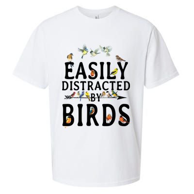 Easily Distracted By Birds Bird Lover Sueded Cloud Jersey T-Shirt