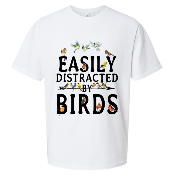 Easily Distracted By Birds Bird Lover Sueded Cloud Jersey T-Shirt