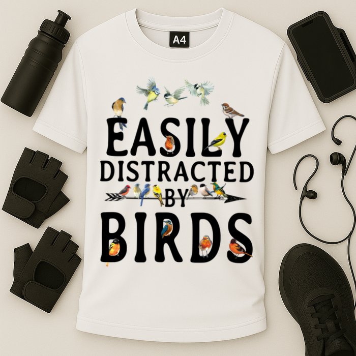 Easily Distracted By Birds Bird Lover Performance Shirt