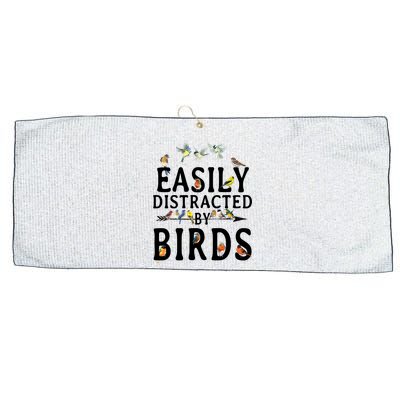 Easily Distracted By Birds Bird Lover Large Microfiber Waffle Golf Towel
