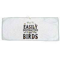 Easily Distracted By Birds Bird Lover Large Microfiber Waffle Golf Towel