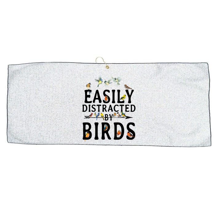 Easily Distracted By Birds Bird Lover Large Microfiber Waffle Golf Towel