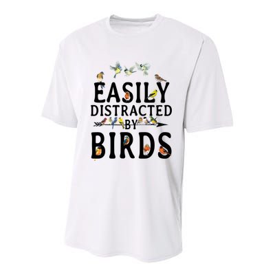 Easily Distracted By Birds Bird Lover Youth Performance Sprint T-Shirt