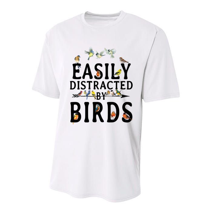 Easily Distracted By Birds Bird Lover Youth Performance Sprint T-Shirt