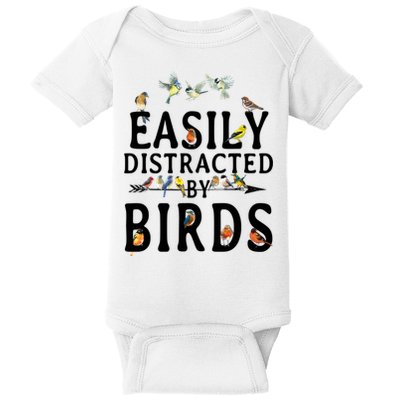 Easily Distracted By Birds Bird Lover Baby Bodysuit