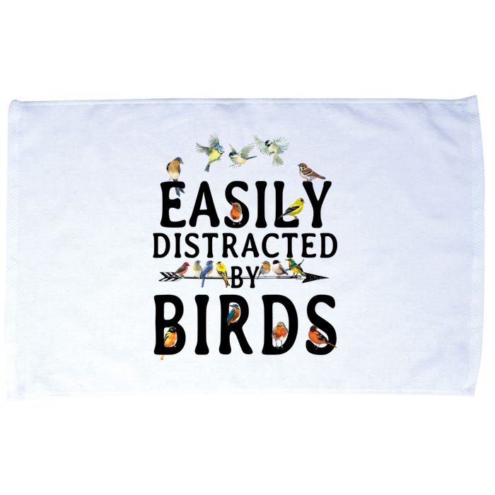 Easily Distracted By Birds Bird Lover Microfiber Hand Towel