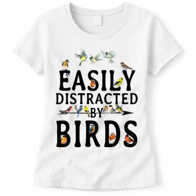 Easily Distracted By Birds Bird Lover Womens T-Shirt