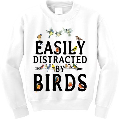 Easily Distracted By Birds Bird Lover Kids Sweatshirt
